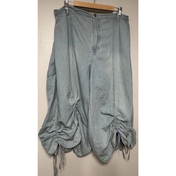 Free People Jeans Women’s Size Large Lily Fields Cinch Wide-Leg Zip Button - Picture 3 of 9